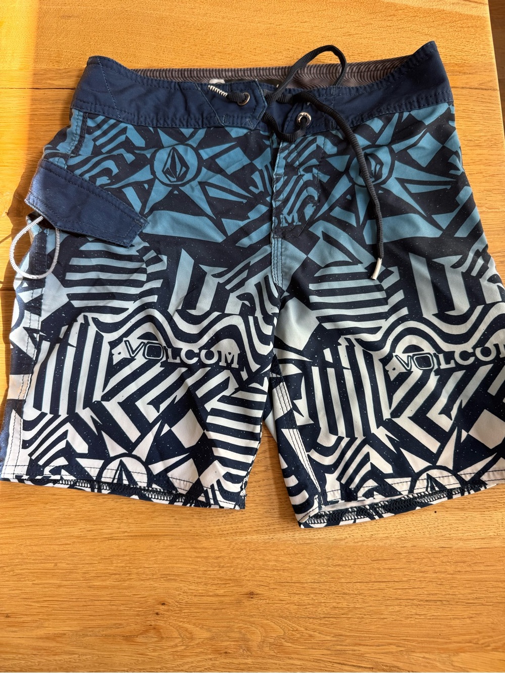 Volcom boys Navy Blue Graphic Swim Trunks
